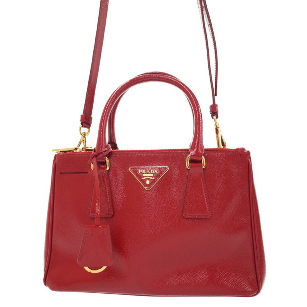 Prada Saffiano Lux Galleria Double Zip tote bag red